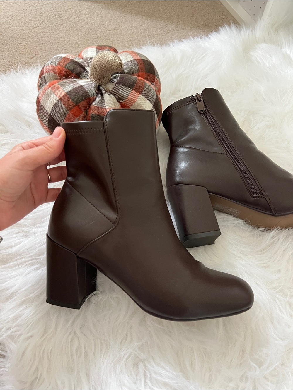 Classic Dark Brown Block Heel Ankle Boots - Sleek Women’s Heeled Boot